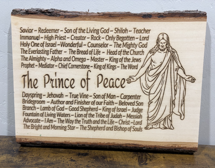 "Names of Christ" Live Edge Home Decor